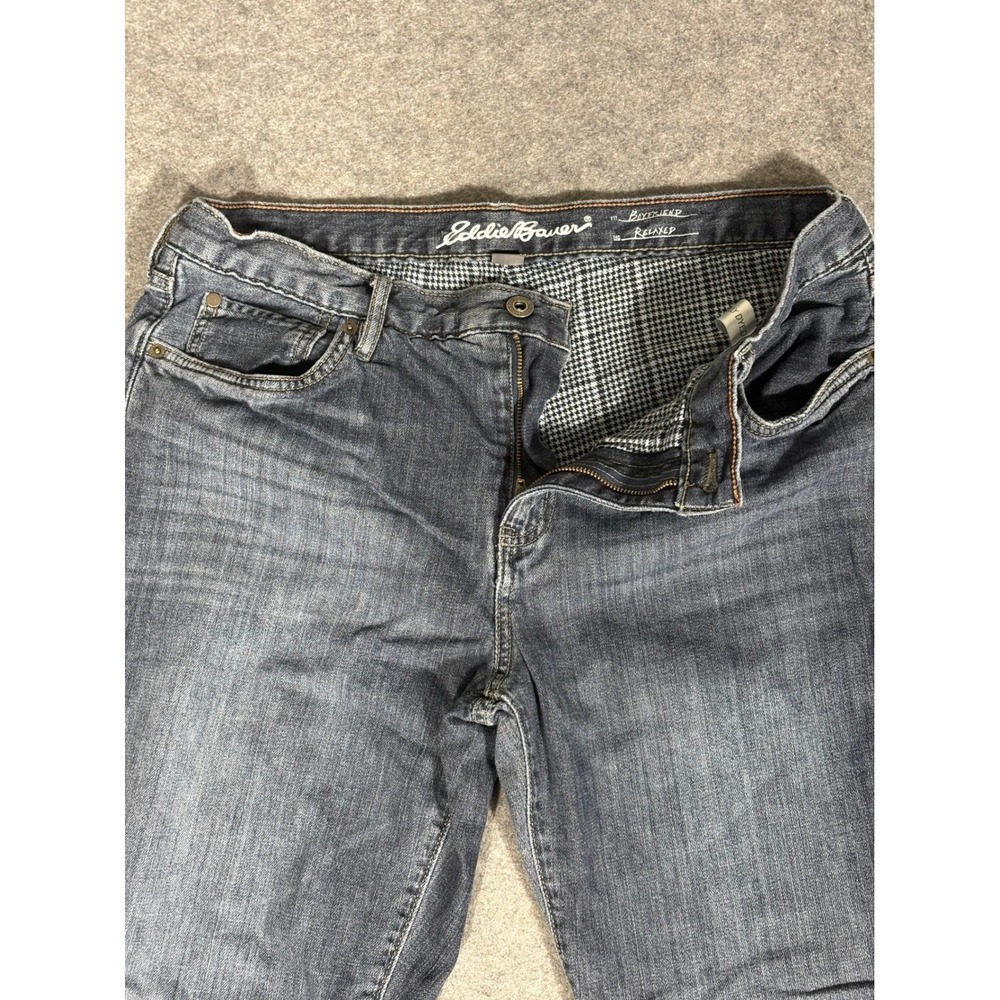 Eddie Bauer Womens 12 Boyfriend Relaxed Jeans‎ Dark Wash Houndstooth Lined